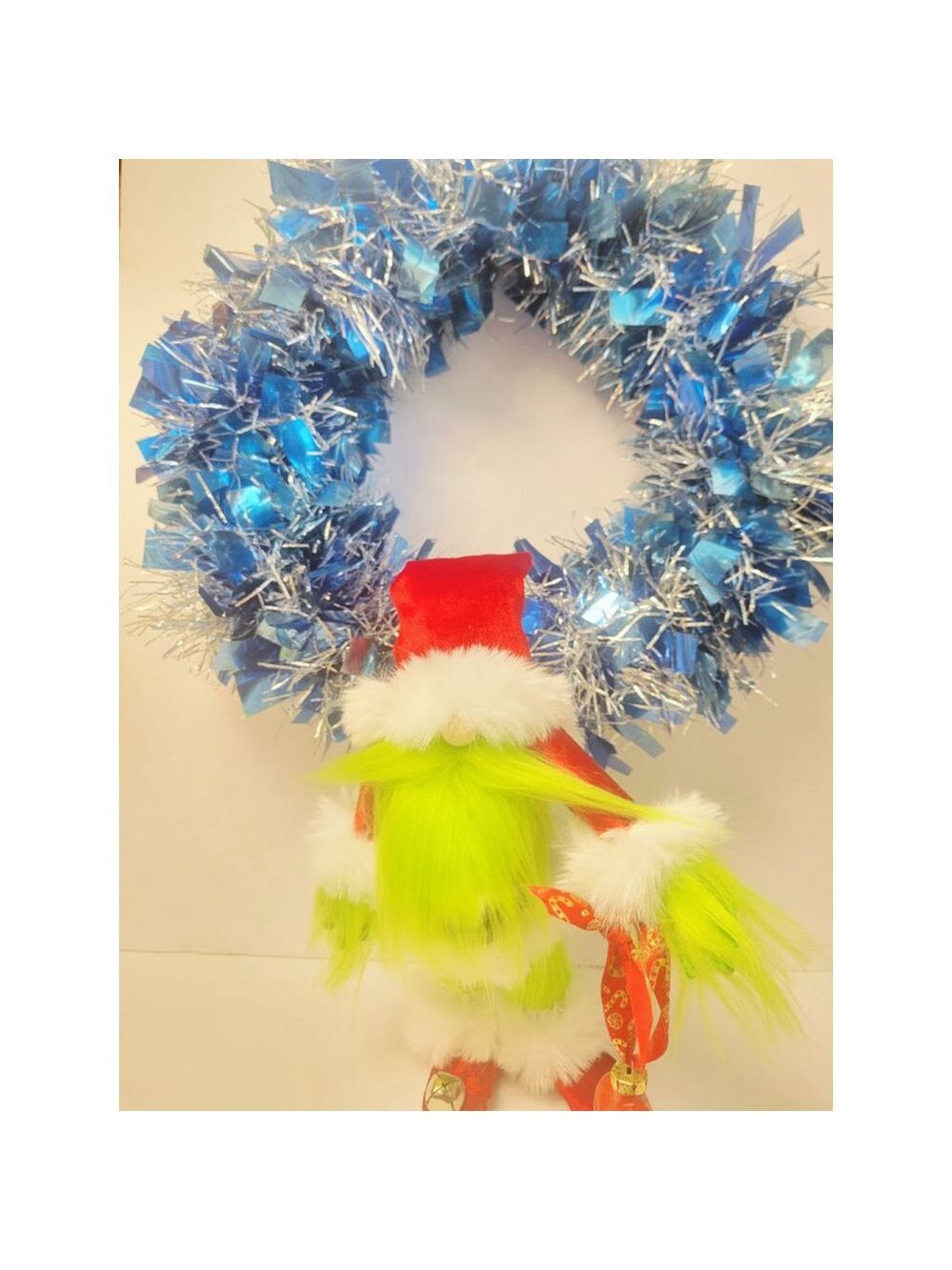 Grinch Santa Gnome Handmade Holiday Decor Luxury Velvet Faux Fur - Picture 4 of 10